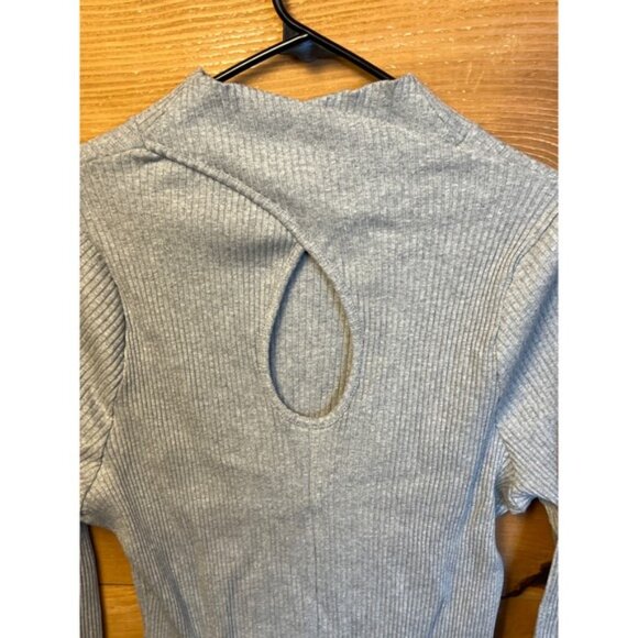 ROSAE PARIS Ribbed Mock Neck Keyhole Back Long Sleeve Organic Cotton Sweater M - Picture 7 of 10